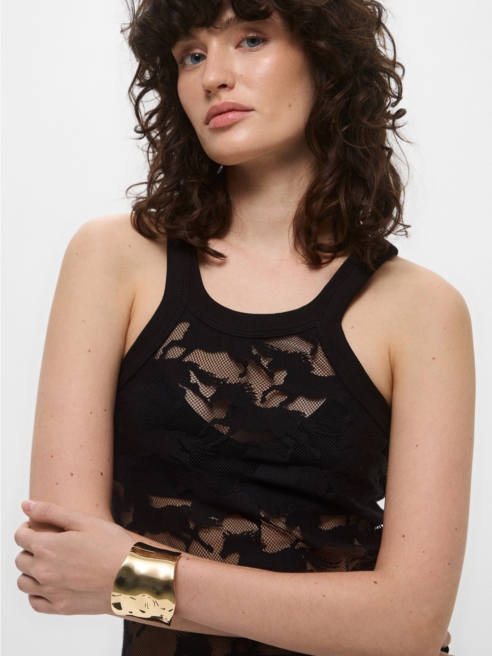 Reimagine Pinko black semi transparent mesh front tank, Size S, NWT - Picture 12 of 14